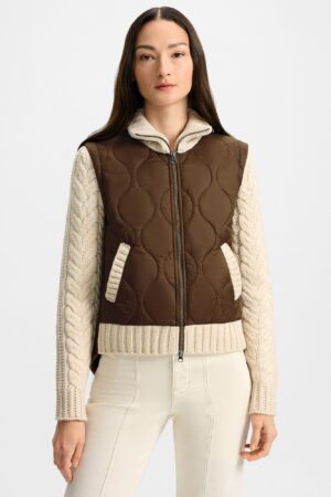 Patra Knit-Sleeve Quilted Jacket