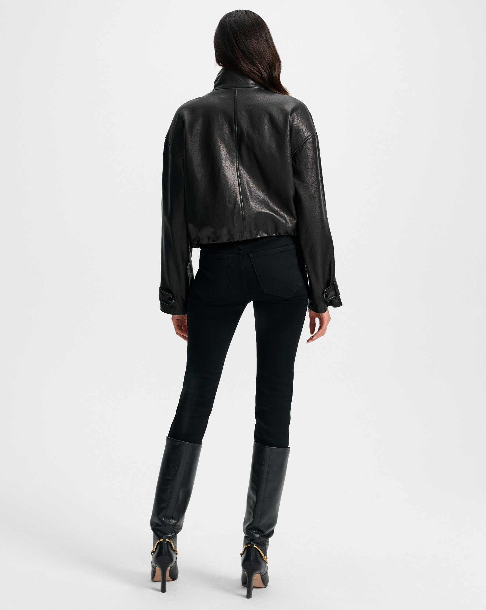 Bateman Cropped Leather Jacket - Image 4